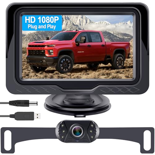 Backup Camera Ease Install for Car - USB Plug and Play, HD 1080P Rear View Camera Kit, Waterproof, Night Vision for Cars, Truck, SUV, Van, Camper