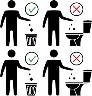 LIGHTAOTAO 2 hojas Pegatinas de Advertencia para Inodoro Adhesivas para Pared y Tapa Wc Autoadhesivas para Baños Evitan Atascos Sanitarios Públicas y Hogar