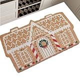 Generisch Weihnachts-Fußmatte, 60x40x1cm, Niedliches Lebkuchenhaus-Motiv, rutschfeste Fußmatte Für Die Haustür, Weicher, Rutschfester Teppich Für Den Innenbereich In Der Winterzeit