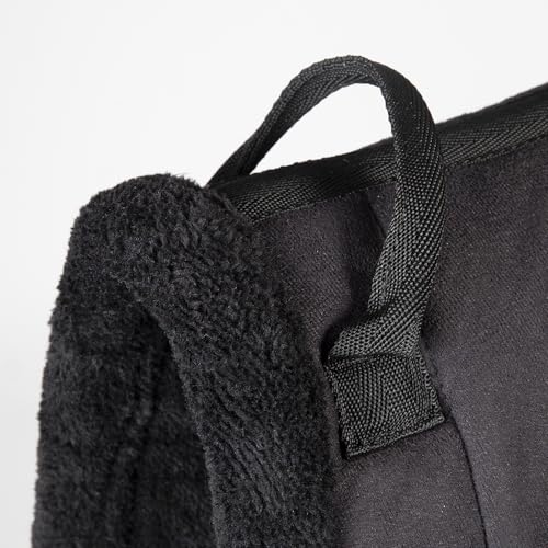 PFIFF 103004 Reitpad, Bareback Pad, baumloses Reitkissen aus Velour-Kunstleder und Kunstfell, Sattelkissen inkl. Sattelgurt, Schwarz, Full