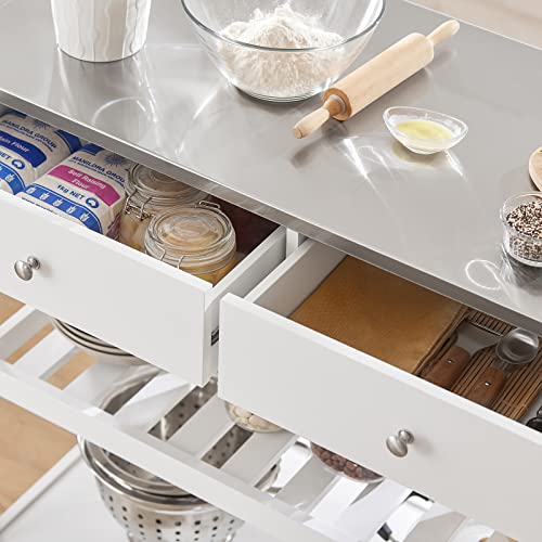 Haotian Fkw47-W Kitchen Storage Trolley Kitchen Cabinet Cupboard Sideboard Kitchen Island With Rubber Wood & Marble Topar Serving Cart Kitchen Serving Cart,Wood Metal Serving Trolley #TOP5