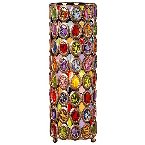 Preisvergleich Produktbild Tischlampe Zylinder mit bunten Steinen Marrakesch H52cm