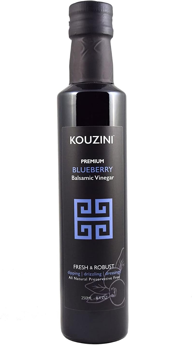 Kouzini Ultra Premium Blueberry Balsamic Vinegar, Aged Balsamic Vinegars from Modena, Italy, Premium, Smooth & Full-Bodied Flavor, 250ml Bottle