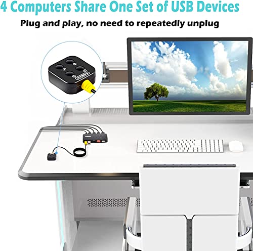 Image of DGODRT Usb Switch Selector 4 Port Usb Switcher Box 4 In 4 Out For 4 Computer Sharing 4 Usb Devices Keyboard Mouse Printer Scanner With Desktop Controller And Cable