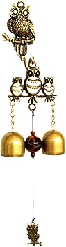 YOY Wind Chime Bell - Copper Garden Bell Windchime Harmony Hanging Windbell Home Decor with 3 Jingle Bells,Owl Bell