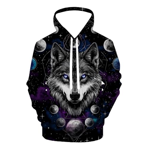 QiErDesign Felpa con cappuccio Pullover nera anni '80 e '90 con grafica 3D novità Felpa con cappuccio per uomo e donna, XX-Large