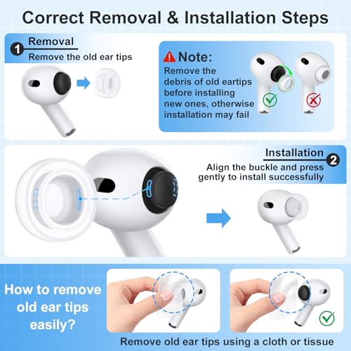 Image of Replacement Ear Tips Compatible with AirPods Pro 3 (2025), Superior Comfort, Enhanced Noise Cancellation, Secure Fit, Better Sound, Highly Durable (S /M /L, Clear)