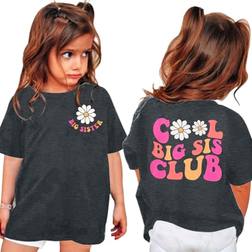 LOTUCY Big Sister Shirt for Toddler Girls Cool Big Sis Club Tshirt Promoted to Big Sister Announcement Outfits - Main Image