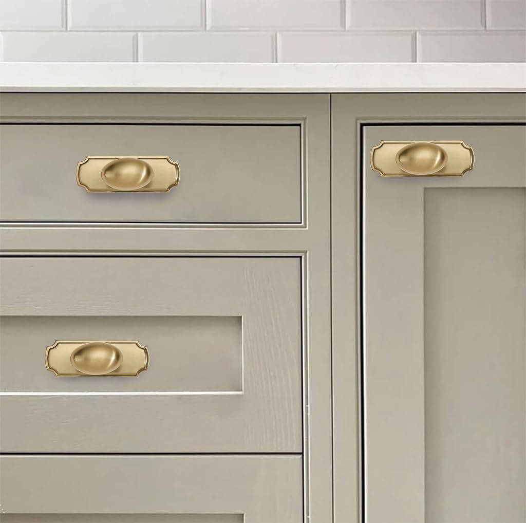 Round Brushed Brass Cabinet Knob - 284+287, 1-3/8 in (35 mm) — KHTUMEWARE
