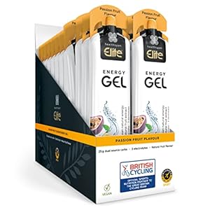 British Cycling Energy Gels | 25g Dual Source Fast Acting Carbs | 3 Electrolytes- Sodium, Potassium & Calcium | Vegan (Passion Fruit)
