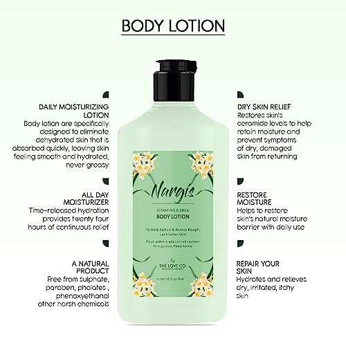 Image of THE LOVE CO. Nargis Body Lotion - Deep Hydration for Dry skin with Natural Oils & Shea Butter for Daily Skin Care - Intense Moisture Vitamin E Enriched - Pack of 2