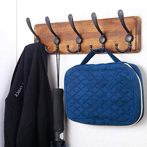 Image of SKOLOO Rustic Wall Mounted Coat Rack: 16 inch Stud Spacing, Pine Real Wood Plank Wall Coat Rack with 5 Triple Hooks, Farmhouse Coat Hanger Wall Mount for Hanging Backpack Jacket Coat Hat