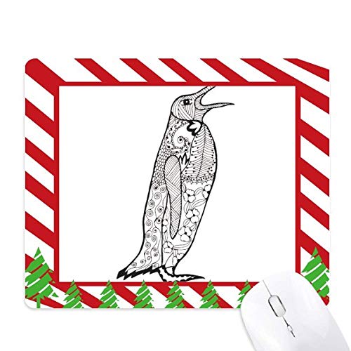 Tapis de souris pingouin animal portrait sketch tapis de souris canne de noël antidérapant