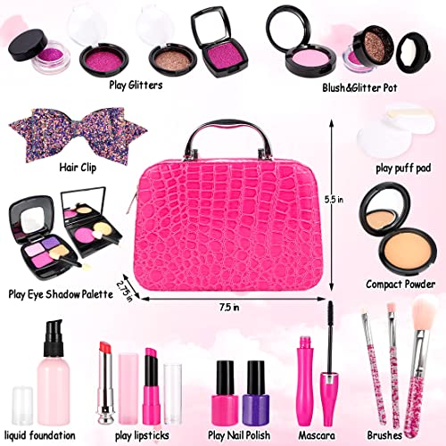 Pretend Makeup Kit For Girls, Kids Makeup Set Pretend Play For Toddlers Fake Make Up Toys With Cosmetic Bag For Birthday Play Make Up For Little Girls Age 3 4 5 6+ (Not Real Makeup) #TOP5