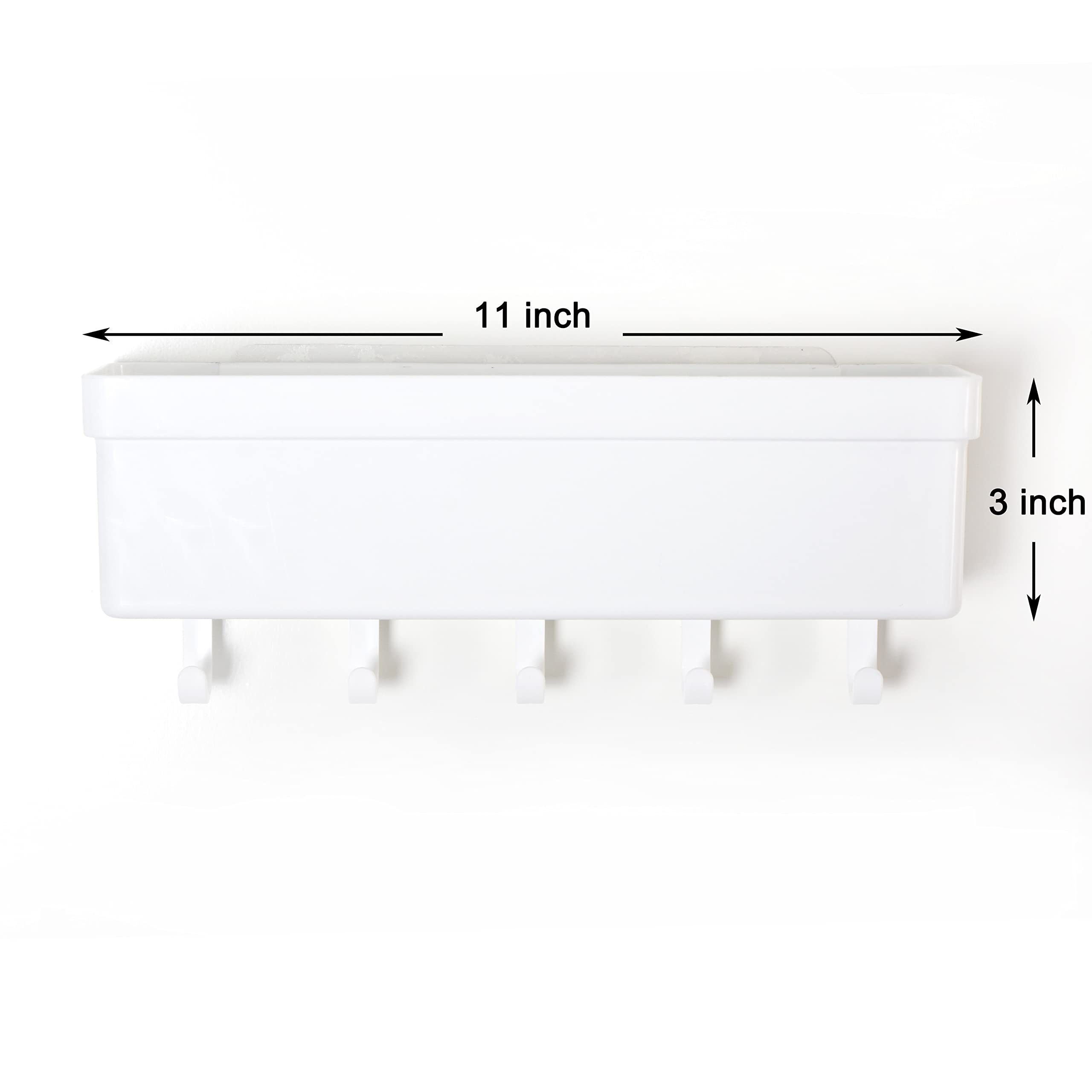 Youngever Plastic Key Holder for Wall, Entryway Mail Holder with 5 Key Hooks, Wall Storage Organizer
