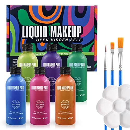 VIOLA HOUSE Face Body Paint, Maquillaje de Halloween Christmas Gift, 6 Cores Pintura Corporal e Facial, Kit de Pintura Facial Corporal Cover