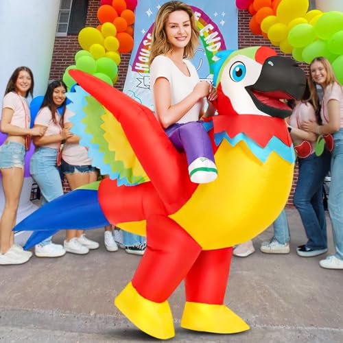 KOOY Inflatable Parrot Costume Adult Parrot Blow Up Costume For Funny Halloween Party Ride On Inflatable Costumes For Men Women, Blow Up Costume For Adults2