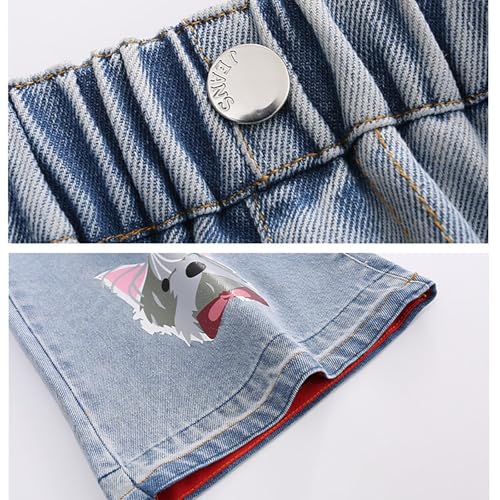 Girls 𝐘2K Graphic Jeans Animals Print Baggy Elastic High Waisted Pant Teen Fall Straight Leg Denim Pants4
