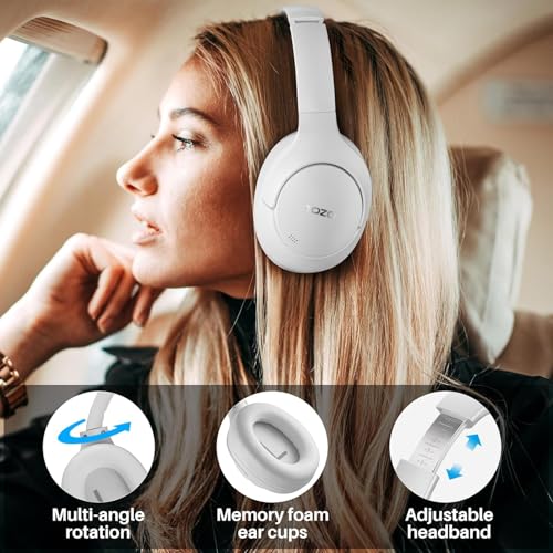 Image of TOZO Hybrid Noise Cancelling Headphones, 90H Playtime Wireless Over Ear Bluetooth Headset, Spatial Audio AI Chat with 5 Mics, Supports Dual Connection and USB-C Input, with 32 EQ Music Modes
