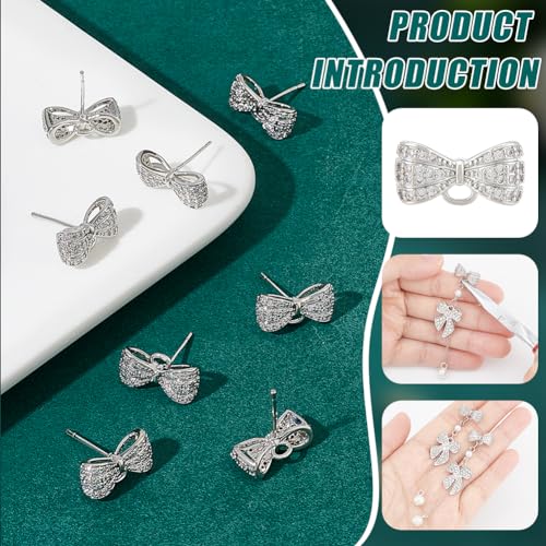 BENECREAT 8Pcs Real Platinum Plated Cubic Zirconia Earring Stud - Image 4