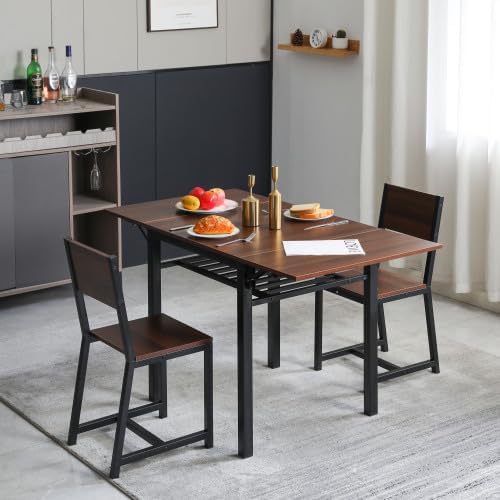 OSJ Dining Set, 3 Pieces, Dining 3 Piece Set, 2 Seats, Solid Wood, Dining Table Set, Dining Chair, Folding Table, Extendable Wood Dining Set, Retro Dining Table Pine