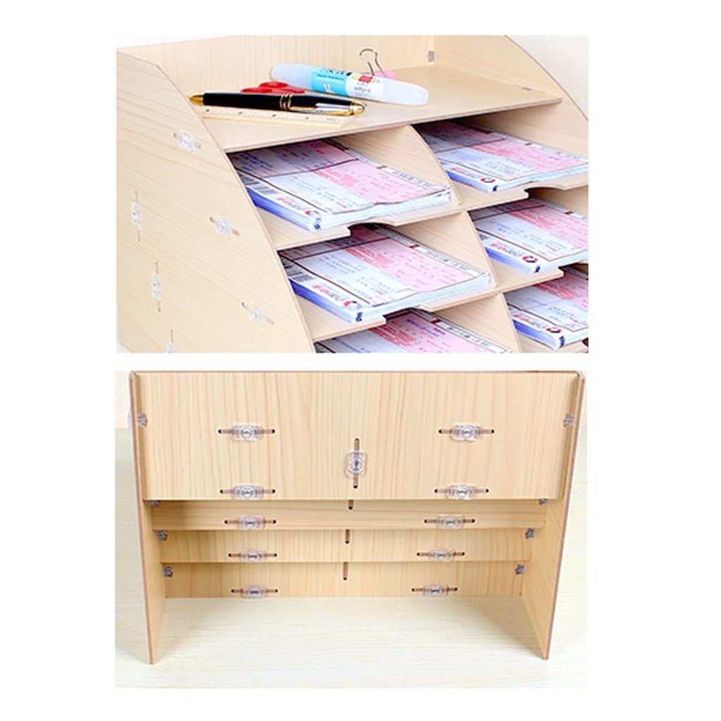 Aktenhalter, Dateitrenner, Dokumentenschrank, Schreibtisch-Datei-Organizer, 5-lagiger Schreibtisch-Organizer in Fächerform, aus Holz, A4 D