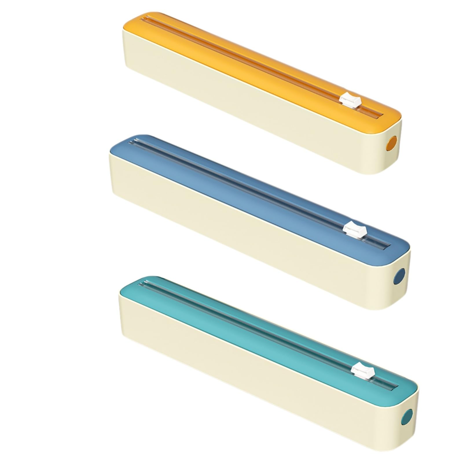 Distributeur de film alimentaire, boîte de rangement avec coupe-film alimentaire, distributeur de papier aluminium et film alimentaire avec coupe-film, pour la cuisine (3 pcs)