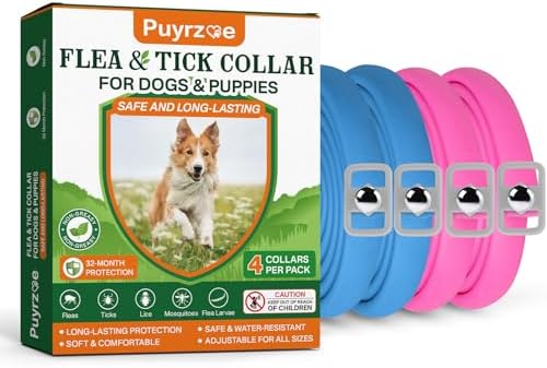 Flea and Tick Prevention for Dogs Collar 4 Pack, Natural Flea Col...