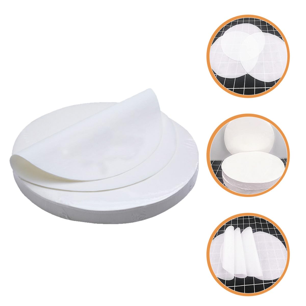 ibasenice 500feuilles Papier Parchemin Rond Antiadhésif Résistant Chaleur pour Cuisson Barbecue Pâtisserie Friture Grillade