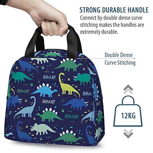 Ycgre Dinosaur Lunch Bag, Reusable Cute Lunch Box Insulated Kids Cooler Tote Bag Multi-Functional School Lunch Container For Teen Boys Girls (Midnight Blue) #TOP4