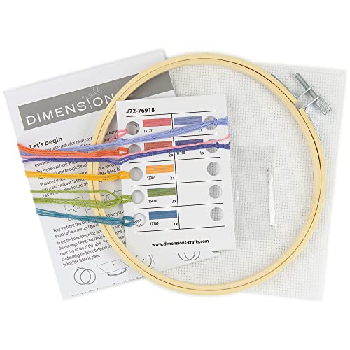 Image of Dimensions 72-76918 Be You Counted Cross Stitch Kit for Beginners, 6 inch D, 14 Cnt. White Aida, 5pcs