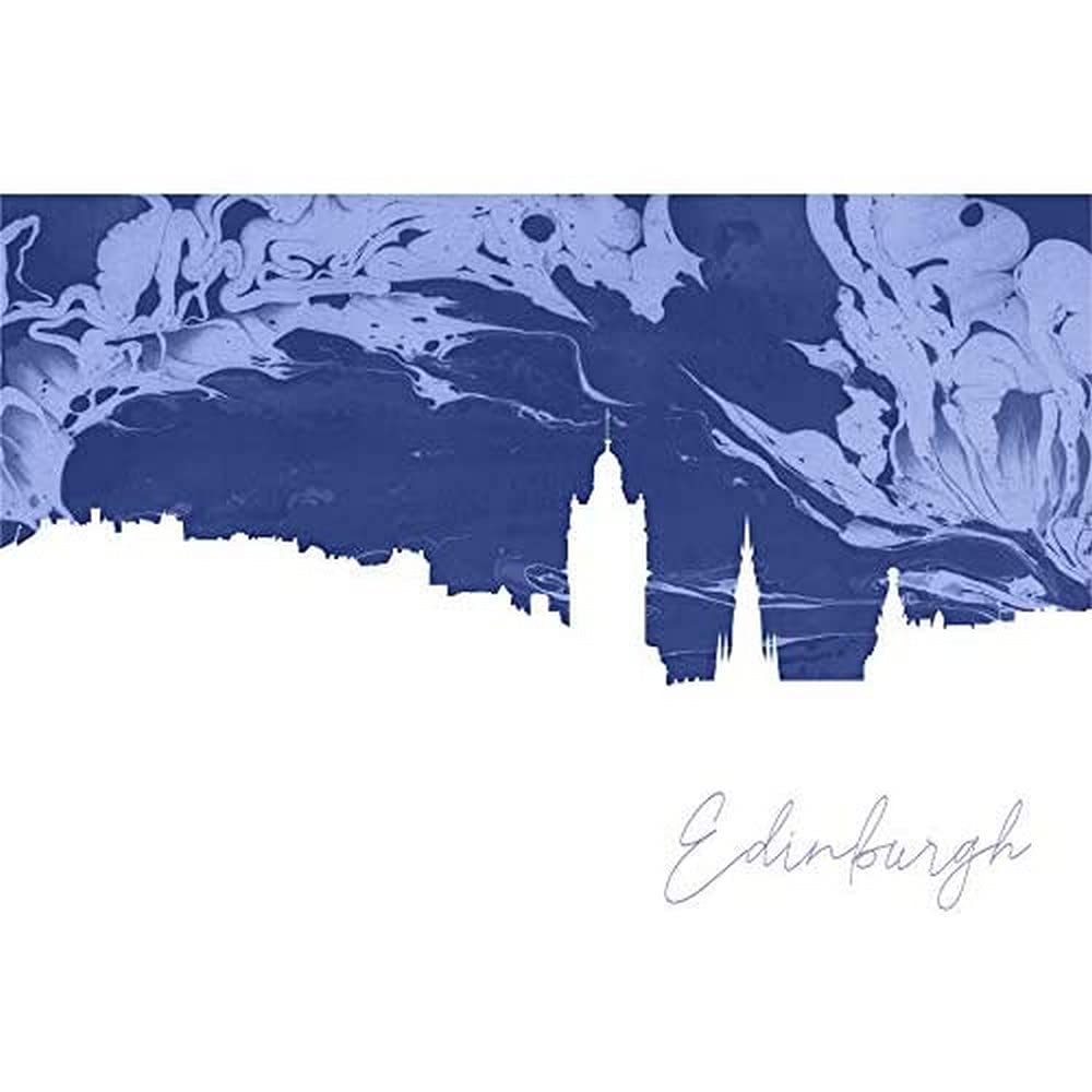Scotland Edinburgh Cityscape Marble Blue Wall Art Print