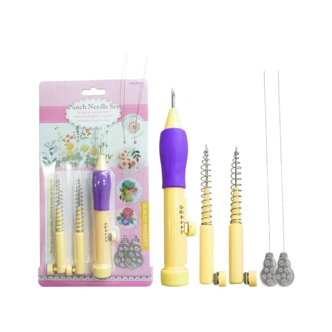 KHUSHA CREATIONS Punch Needle Embroidery Kit Adjustable Punch Needle Set for DIY Embroidery Craft Rug Making Sewing Tool with Threaders and Interchangeable Needles for Beginners Adults Kids-picture-22