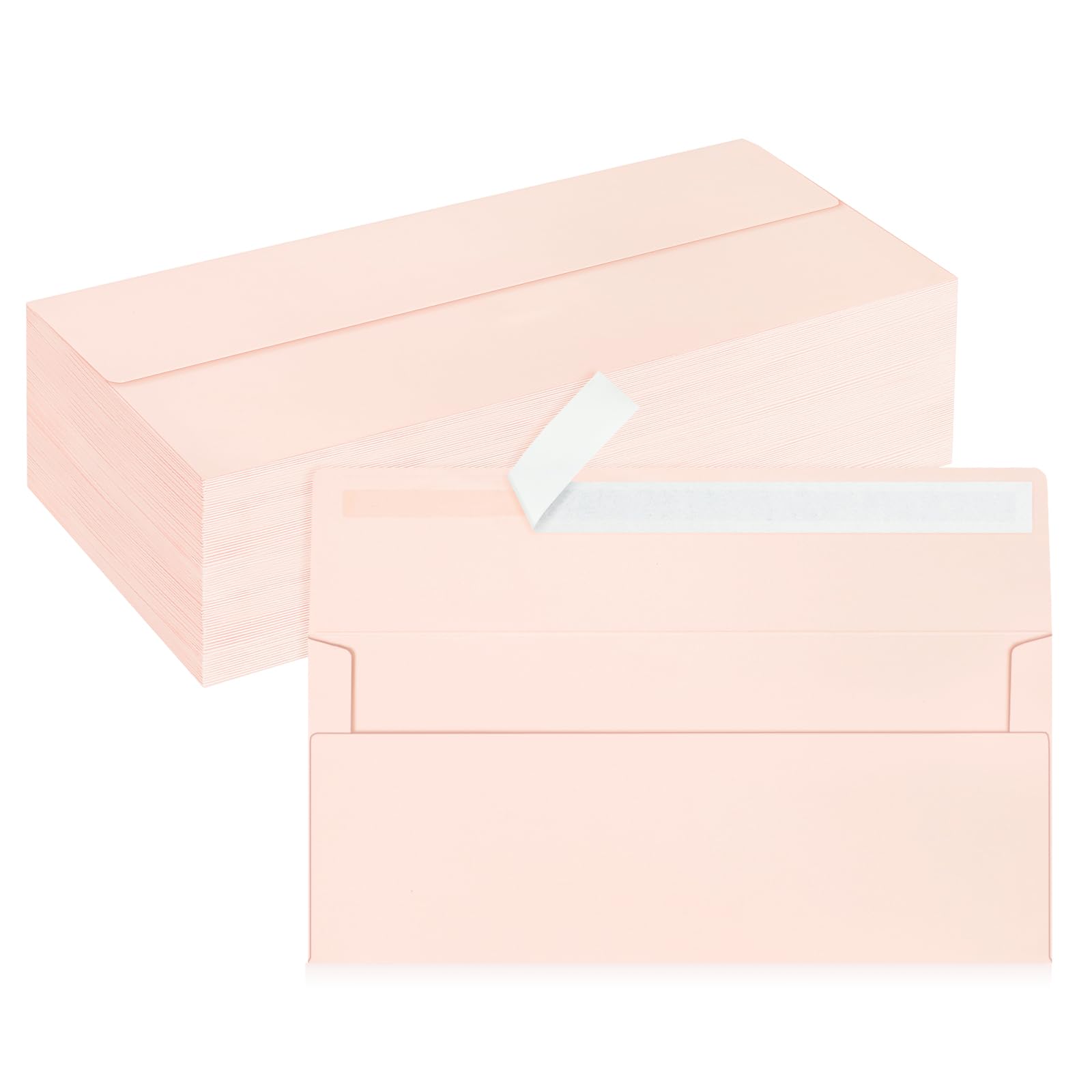 LIKAJON 100 Pack #10 Business Envelopes, Blush Pink Standard Envelopes Self Seal, Letter Size Business Mailing Envelopes for Checks Invoices