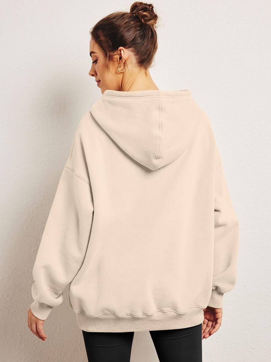 2024 Felpe Oversize da Donna Pullover Manica Lunga Moda Top Casual Felpa con Cappuccio Foderata in Pile Autunno