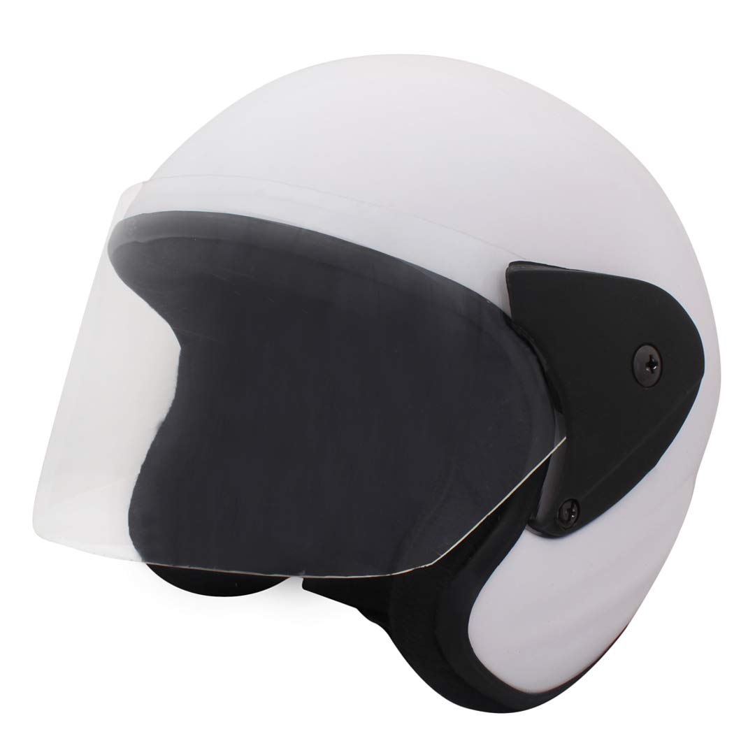 Sage Square Unisex Polycarbonate Shell ISI Certified Benz Scooty Open Face Helmet (Glossy White)-picture-27