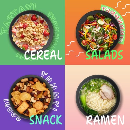 Image of Wheat Straw Bowls Set of 6, Unbreakable Lightweight 26 OZ Cereal Bowls for Kitchen, Reusable Salad Bowl, Microwave & Dishwasher Safe Bowl Set, Black