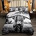 Western Cow Bedding Set Highland Cow King Size Comforter Sets for Men Boys,Farmhouse Funny Bull Cattle Cow Skull Quilted Comforter Rustic Cowboy Animal Theme Duvet Insert Black Grey for All Season