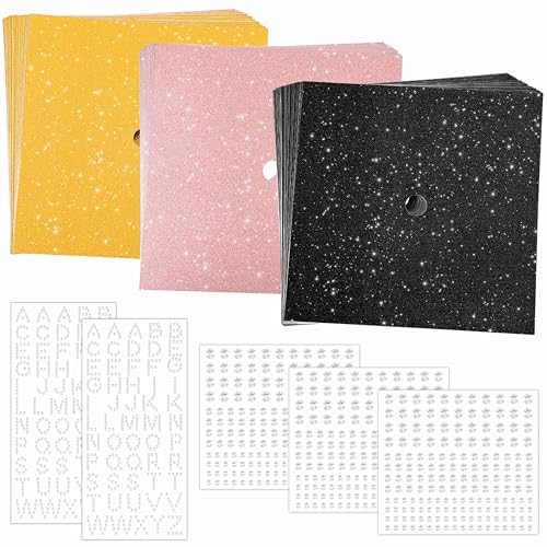 TaoBary 30 Pcs Glitter Graduation Cap Topper Self Adhesive Graduation Cap Decoration with 5 Pcs Letter Alphabet Sticker for Grad Hat Craft DIY(Black, Gold, Rose Gold)