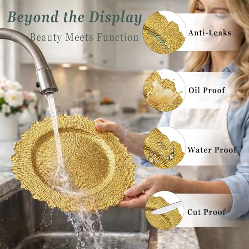 PAODIJO Gold Charger Plates bulk 50, 13" Gold Chargers for Dinner plates by PAODIJO - Used condition - Image 5