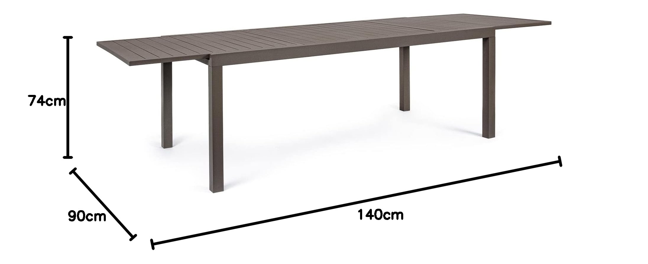 Decor Space Tavolo allungabile Fuerteventura in alluminio Taupè dogato da esterno per giardino (Tavolo/160-240 x 90 cm)