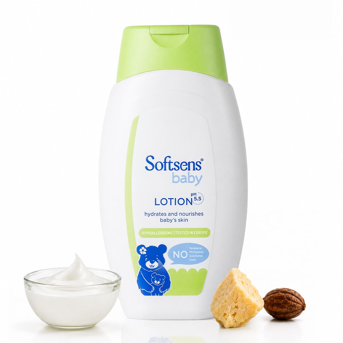 softsens baby nourishing lotion with milk cream & shea butter for face & body, moisturizer for kids 200ml (pack of 1)