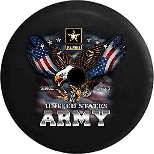 JL Spare Tire Cover United States Army USA Screaming Eagle Military Spare Tire Cover with Backup Camera Hole BUC (Fits: JL Accessories 2018+) Size 33 Inch