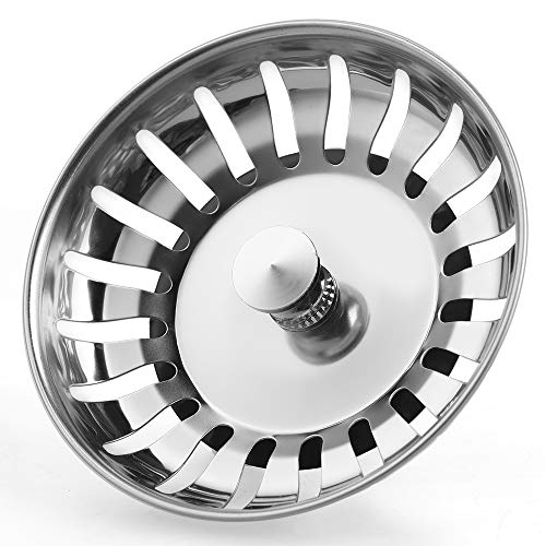 Anpro Edelstahl Küchenspüle Sieb Abflusssieb Küchenspüle Stopper Siebkörbchen mit Zapfen (20 Schlitze) für Stopfenbedienung 78mm (82mm)