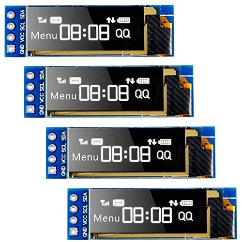 MakerFocus 4pcs I2C OLED Display Module 0.91 Inch I2C SSD1306 OLED Display Module White I2C OLED Screen Driver DC 3.3V~5V for Ar duino