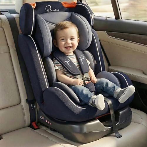 Image of Convertible Isofix Baby Car Seat 0-7 Years | Rearward Facing (Seat Belt) & Forward Facing (ISOFIX) | 3 Recline Positions | ECE R44 /04 Certified | Black & Grey