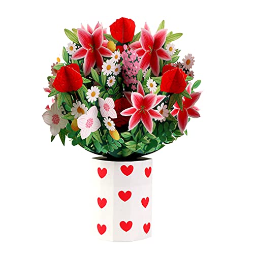 Yearninglife Ramo de flores 3D desplegable, desplegable, permanente, con sobre, para mujeres, niñas, esposa y mamá (28)