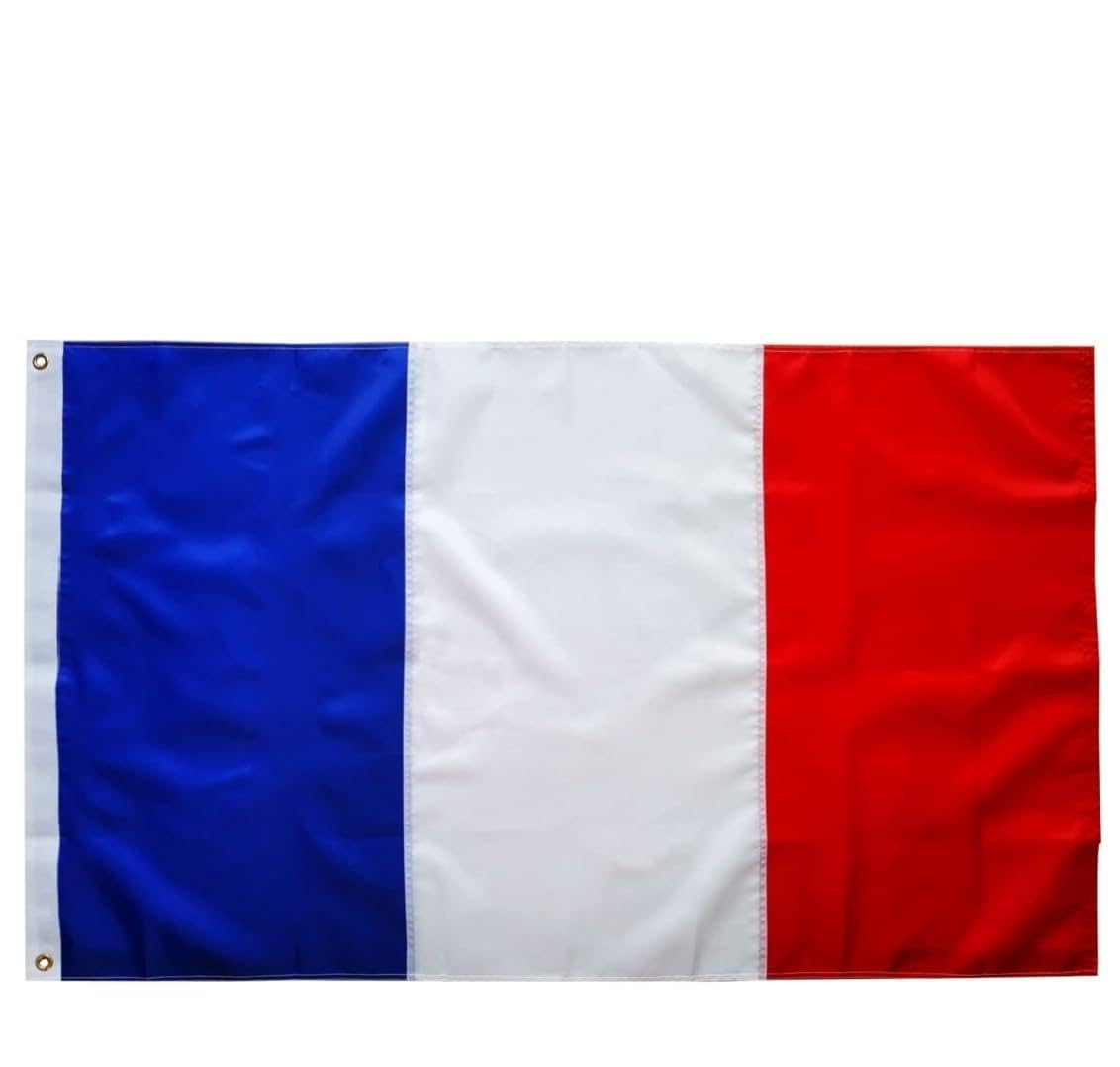 1000 Stück französische Flaggen, 90 x 150 cm – Frankreich-Flaggen mit Ösen und aufgenähten Streifen, Premium-Qualität und lichtbeständig, geeignet für Sportveranstaltungen und Demonstrationen.
