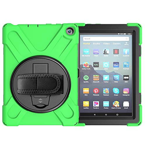 Amazon Fire HD 8 2020 / Amazon Fire HD 8 Plus 2020 �P�[�X �V���R�� 360�x ��] �n���h�z���_�[ �X�g���b�v �X�^���h �L�b�Y �ϏՌ� �h�o ��v ��� �Ў� �ϋv �����h�~ �n�[�h Amazon Fi