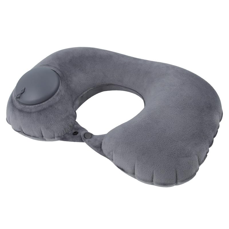 ネックピロー U型枕 トラベルピロー 旅行枕 エアーピロー 首枕 軽量 空気枕 折りたたみ可能 収納ポーチ付き 収納バッグ付き マルチマテリアル 旅行用 トラベルグッズ 携帯枕 飛行機用 収納 軽量 枕 U型 トラベル トラベルグッズ (ダークグレー(クリスタルフロック))